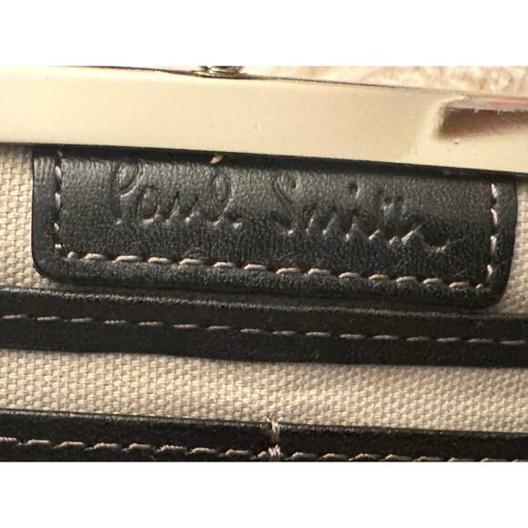 PAUL SMITH Rare Black and Yellow Heart Print Kiss Lock Clutch Bag/Long Wallet - Picture 4 of 8